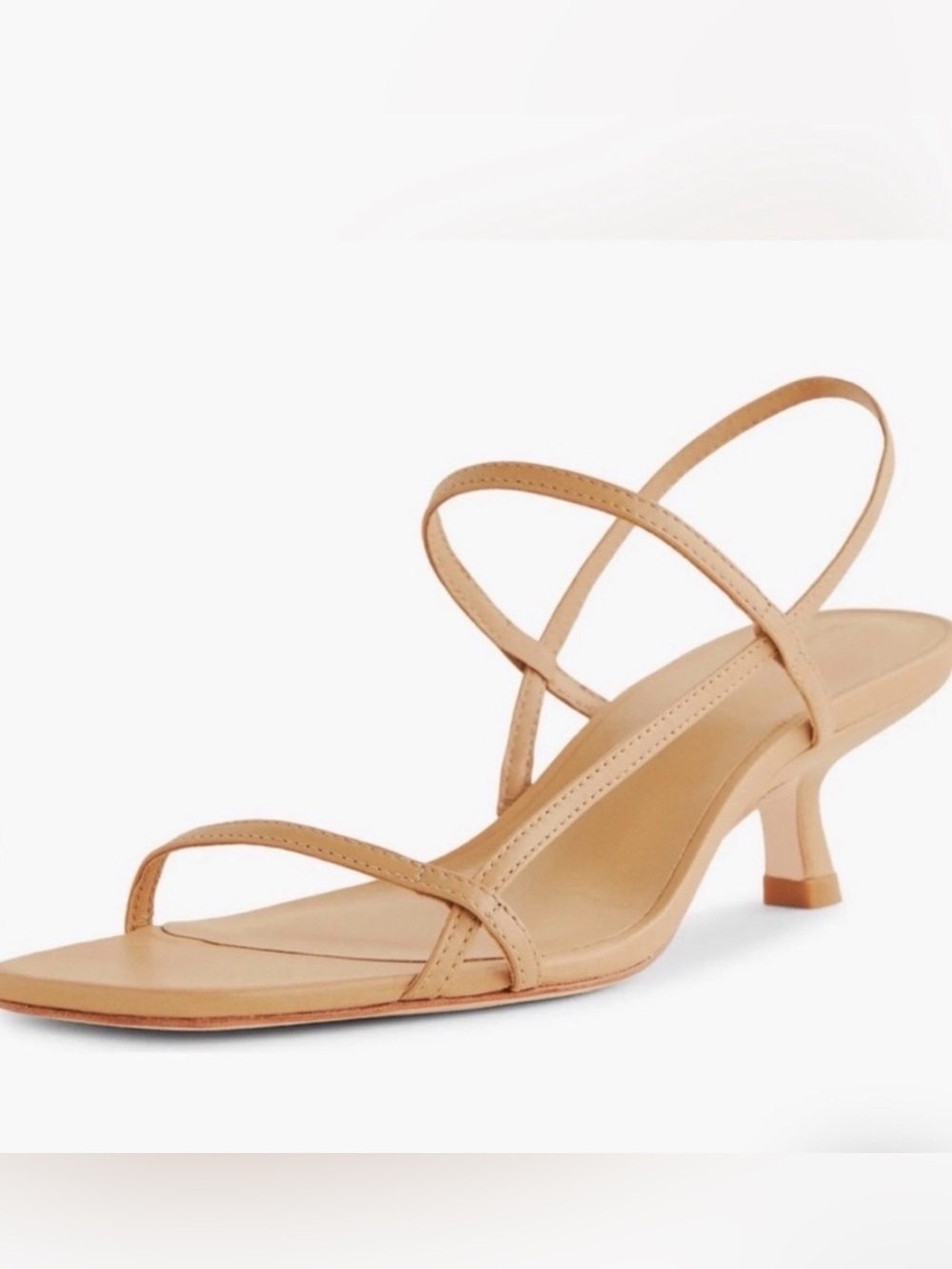 Reformation Serenity Bare Kitten Heel Sandal in Buff